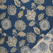 Deko-Jacquard, beidseiting , floral, 30392-20, blau