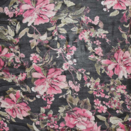Gewebe, dünner, Tencel, Floral, 30415-2, schwarz
