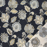 Deko-Jacquard, beidseiting, floral, 30392-90, Schwarz