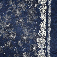 Gewebe, Viskose, Satin, Floral, 30426-11, blau