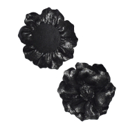 Applikation, Blume, 11 cm, 30620-002, schwarz