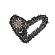 Applikation mit Kristallen, Herz, 3 x 4 cm, 30627-002, dunkel silbern