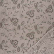 Gewebe, Stickerei, floral, 30632-069, braunbeige