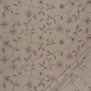 Gewebe, Stickerei, Floral, 30633-069, braunbeige