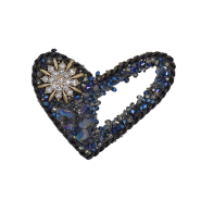 Applikation mit Kristallen, Herz, 3 x 4 cm, 30627-020, Blau