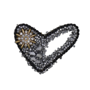 Applikation mit Kristallen, Herz, 3 x 4 cm, 30627-101, Silbern