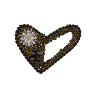 Applikation mit Kristallen, Herz, 3 x 4 cm, 30627-106, Golden