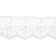 Spitze, bestickt, floral, 85 mm, 30658-001, weiß