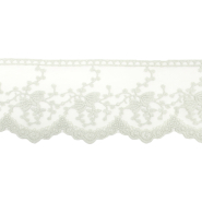 Spitze, bestickt, Floral, 85 mm, 30658-003, Sahne