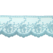 Spitze, bestickt, floral, 85 mm, 30658-016, blau